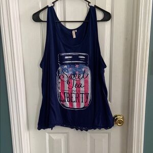 Navy Tank Top with Sweet Tea and Liberty Design